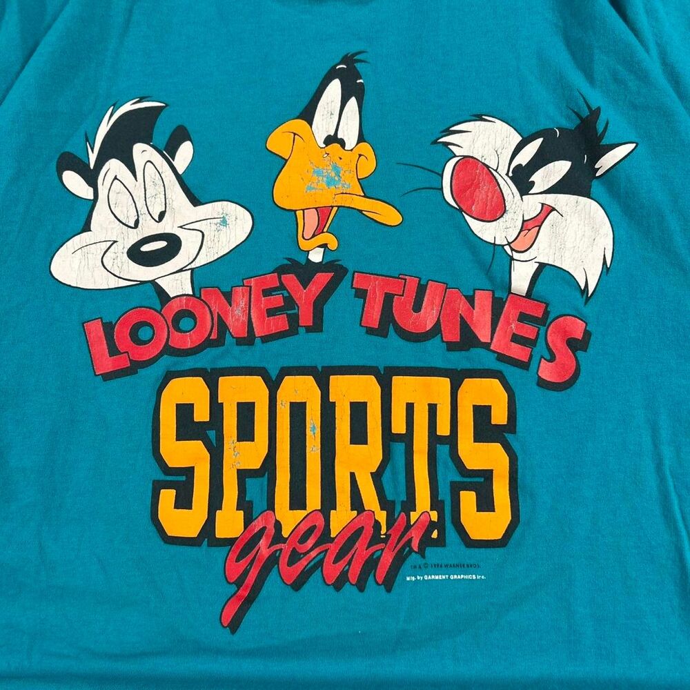 Vintage 90s Warner Bros Looney Tunes Sports Gear T-Shirt - Picture 7 of 8